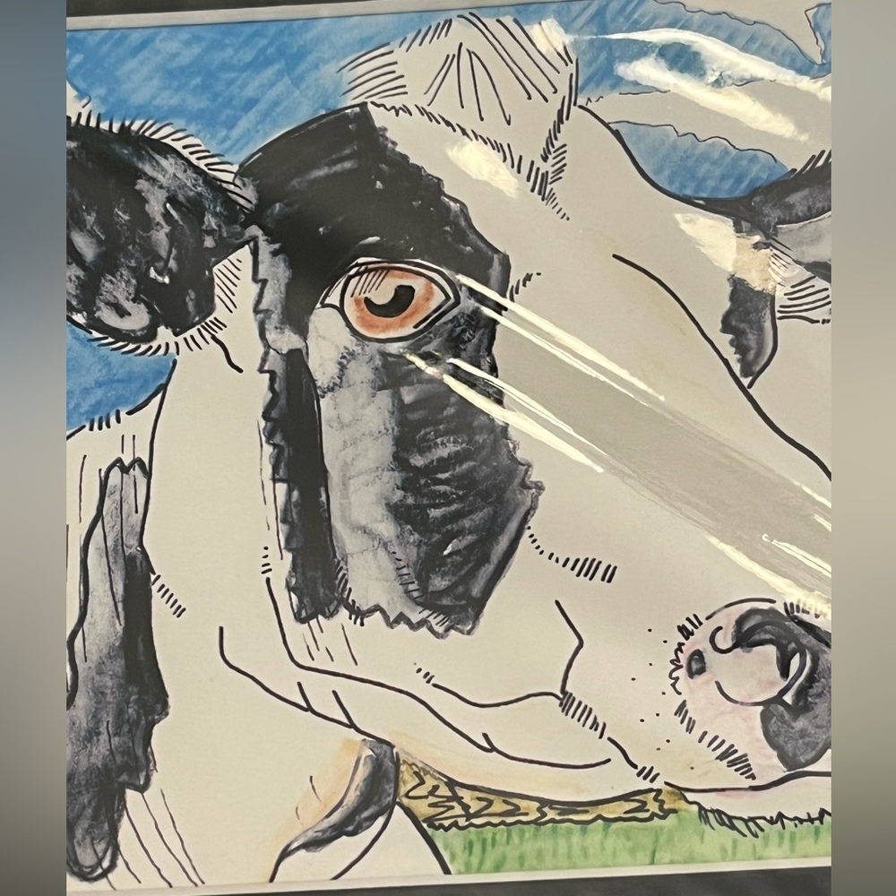 Black and White Cow Drawing. Artist Ryann Annadella